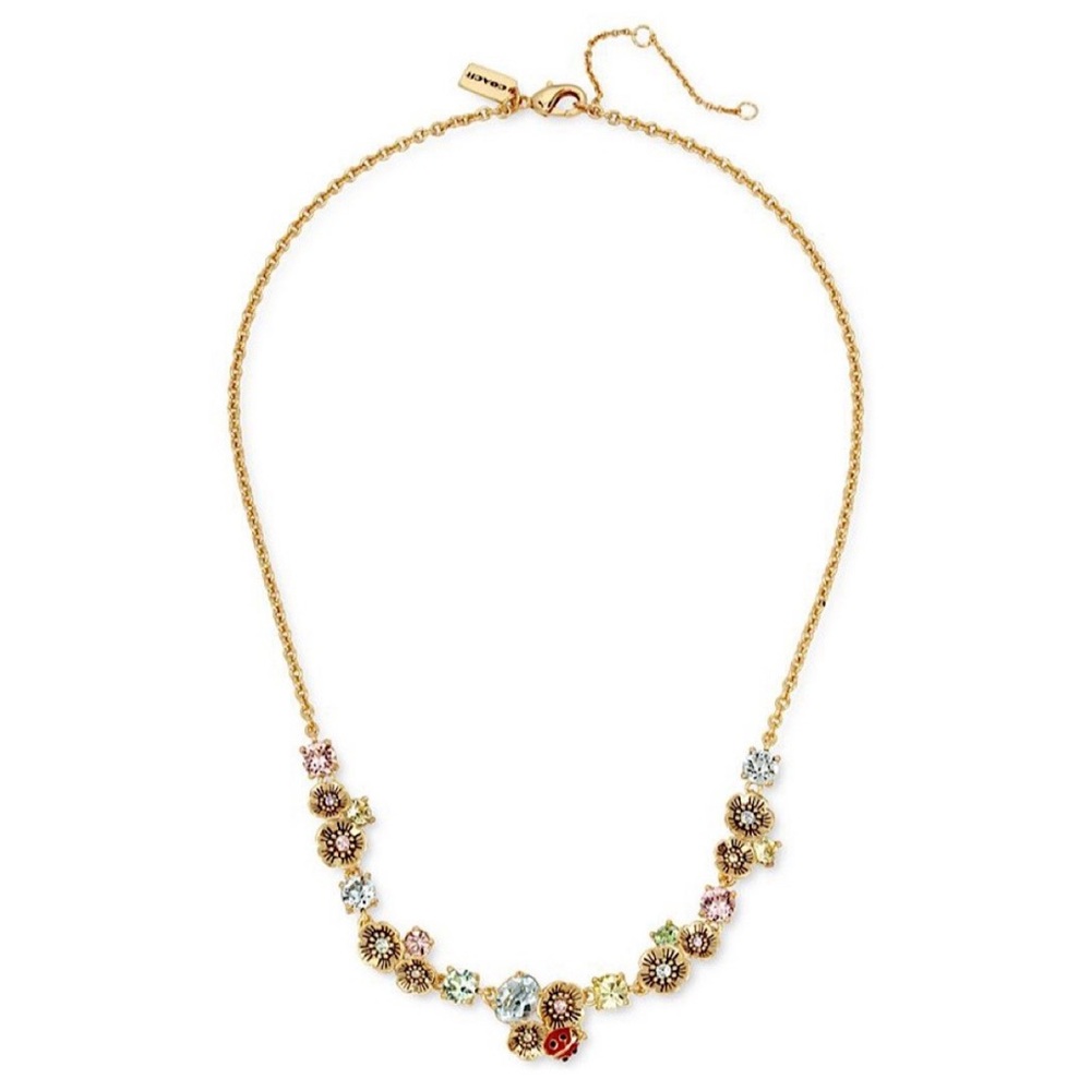 RARE! Coach Ladybug & Tea Rose Statement Necklace - Picture 4 of 4